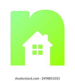 Abstract n alphabet and home logo design vector