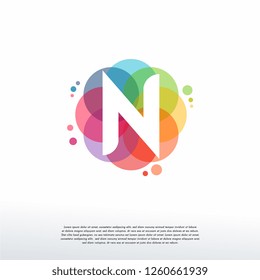 Abstract N Initial logo designs concept vector, Colorful Letter N logo designs