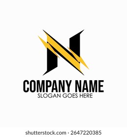 Letra N abstrata para logotipo de marca energética
