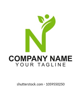 Abstract N Letter leaf logo design vector