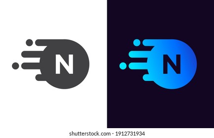 Abstract N Letter logo design with bubble. Technology logo design with  N letter minimal and modern concept vector