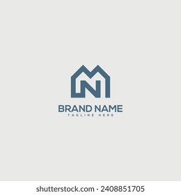 Abstract N letter logo design. Construction, home, real estate, building, property for vector elegant.