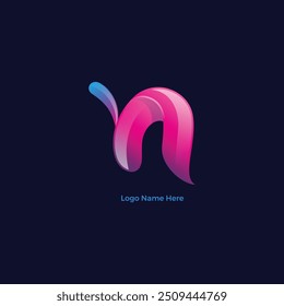 Abstract n Letter Logo Design. 
Gradient n Letter Logo Vector With Shapes.