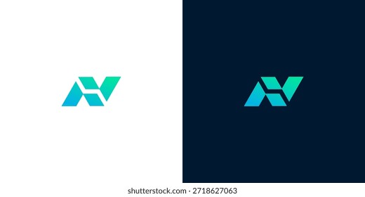 Abstraktes 'N'-Buchstaben-Logo-Design mit Farbverlauf-Farben auf weißem und dunklem Hintergrund