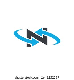Abstract N Letter Logo with Dynamic Arrow, Vector Identity for Fast-Growing Companies.