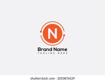 Abstract N letter modern initial Tech lettermarks logo design 
