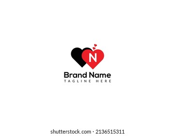 Abstract N letter modern initial lettermarks love logo design