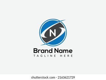 Abstract N letter modern initial logo design