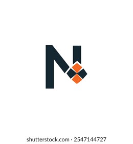 Abstract N letter modern initial logo design