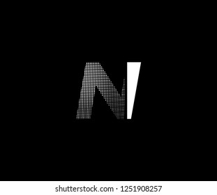 Abstract N letter pattern pixel bit squares geometric modern monogram tech logo