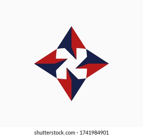 Resumen del diseño del logo N en el espacio negativo de las flechas.