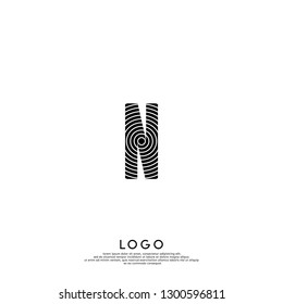abstract N logo letter in circle pattern design concept
