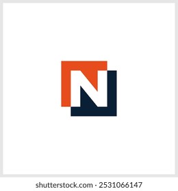 abstract N negative space square logo
