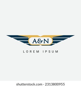 Abstract A and N wing concept Logo Template Design Vector