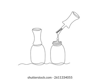 Abstract nail polish, continuous single one line art hand drawing sketch logo