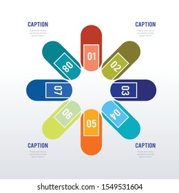 Abstract nails infographic template design. Business concept info graph with 8 options, steps or processes. Vector visualization can be used for workflow layout, diagram, annual report, web