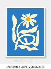 Abstract Naive Floral Groovy Posters Set. Modern Botanical Prints in Contemporary Minimalist Style. Design for fabric, print, cover, banner, decoration, wallpaper.