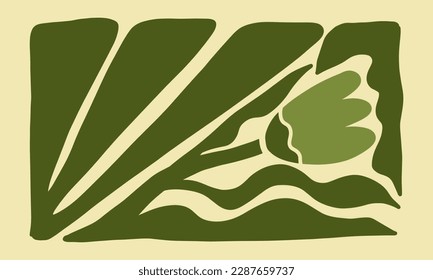 Abstract Naive Floral Handdrawn Botanical Posters. Modern Botanical Prints with Flowers in Contemporary Minimal Style. Design for fabric, print, cover, banner, decoration, wallpaper.