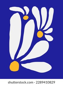 Abstract Naive Floral Handdrawn Botanical Posters. Modern Botanical Prints with Flowers in Contemporary Minimal Style. Design for fabric, print, cover, banner, decoration, wallpaper.