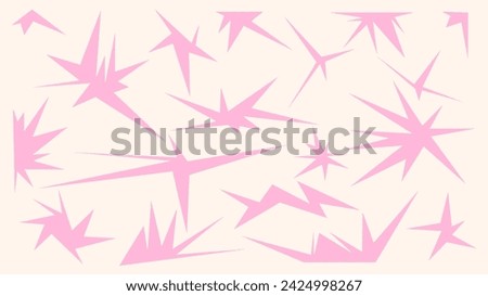 Abstract naive jagged irregular shapes set. Geometric elements in trendy y2k style for collages. Great for your designs. Simple pink cute stickers.