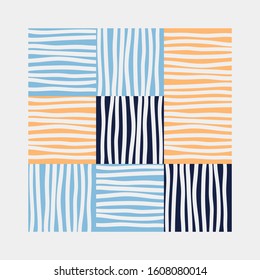 Abstract naive pattern design with simple shapes and doodle elements. Graphic design perfect for kids theme, web solution, presentation, branding package, advertisement ideas, fabric print.