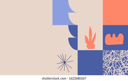 Abstract naive pattern design with simple shapes and doodle elements. Graphic design perfect for kids theme, web solution, presentation, branding package, advertisement ideas, fabric print.