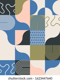 Abstract naive pattern design with simple shapes and doodle elements. Graphic design perfect for kids theme, web solution, presentation, branding package, advertisement ideas, fabric print.