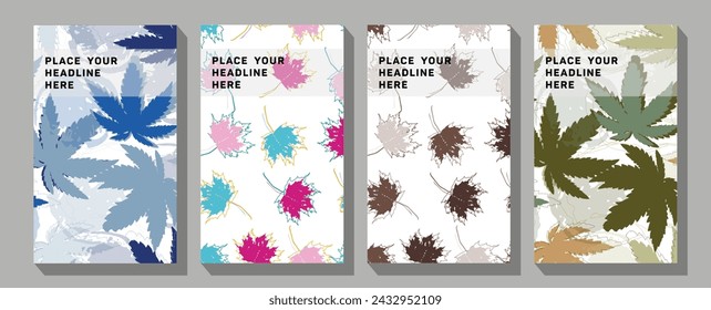 Abstract Naive Tropical Leaves Posters with Monstera, Palms and Ferns.  Perfect for school exercise books, notebooks, kids diaries