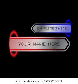 Abstract name list with sample text. Name tag, name card, list of names and contact details. Dimensional gate Name banner labels on Dark background.