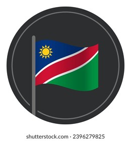 Resumen Icono plano de bandera de Namibia en círculo aislado en fondo blanco
