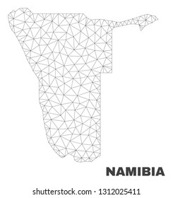 Abstract Namibia map isolated on a white background. Triangular mesh model in black color of Namibia map. Polygonal geographic scheme designed for political illustrations.