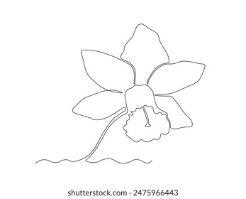 abstract narcissus flower, daffodil ,continuous single line art drawing sketch, logo