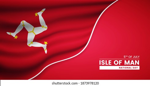 Abstract national day of Isle of Man background with elegant fabric flag and typographic illustration