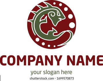 Abstract native oriental iguana lizard logo template