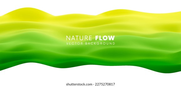 Resumen del fondo natural con las olas de gradiente que fluyen. Naturaleza de fondo mínimo con olas verdes. Concepto de ecología. Salvemos el concepto de planeta verde. Ilustración del vector