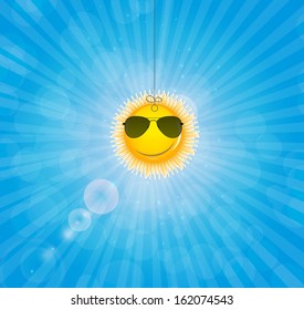 Abstract natural background with funny sun vector background.