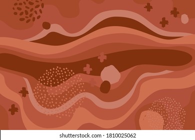 Abstract natural background. Geo terraces ecological concept template in brown terra cotta colors. Fluid geometrical forms wallpaper for modern design. Abstract vector illustration