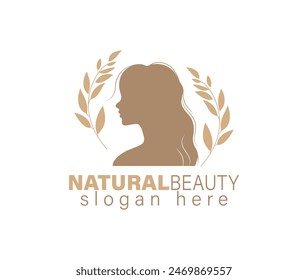 Abstract Natural Beauty beautiful girl in a silhouette style logo design