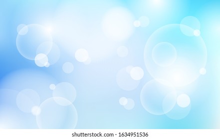 Abstract natural blue sky blurred light bokeh background. Vector illustration