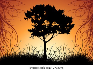 abstract natural decorative sunset background vector illustration
