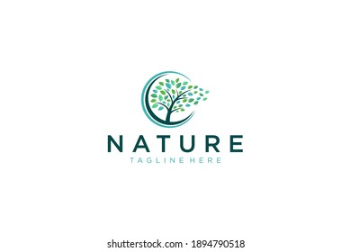 Abstract Natural Ecology Logo. Green Leaf Symbol isolated on White Background. Usable for Business, Medical and Nature Logos. Flat Vector Logo Design Template Element