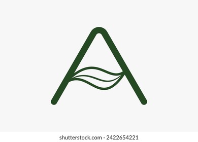 Abstract Natural Ecology Logo. Initial Letter A with Green Leaf Symbol Combination isolated on White Background. Usable for Healthcare and Nature Logos. Flat Vector Logo Design Template Element