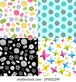 Abstract Natural Flower Seamless Pattern Background Set Vector Illustration EPS10