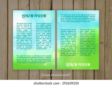 abstract natural flyer template design with bokeh lights on the wooden background