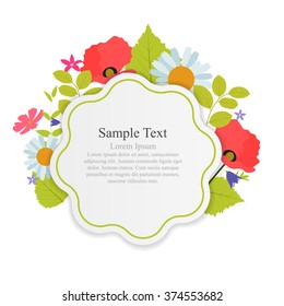 Abstract Natural Frame with Flowers and Leaves. Vector Illustration