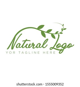 Abstract natural green leaf logo design template