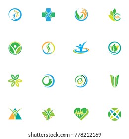 Abstract natural health logo set