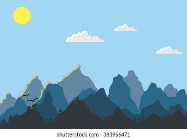 Abstract natural landscape, high mountains vector illustration.