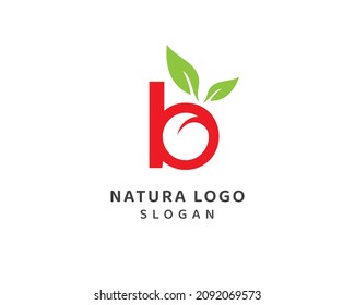 Abstract natural leaf, natural letter b logo, small letter b vector design