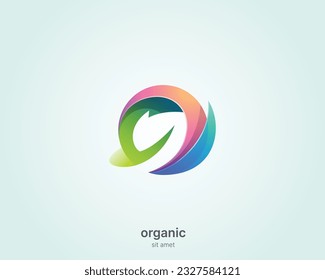 Abstract natural leaf logo gradient